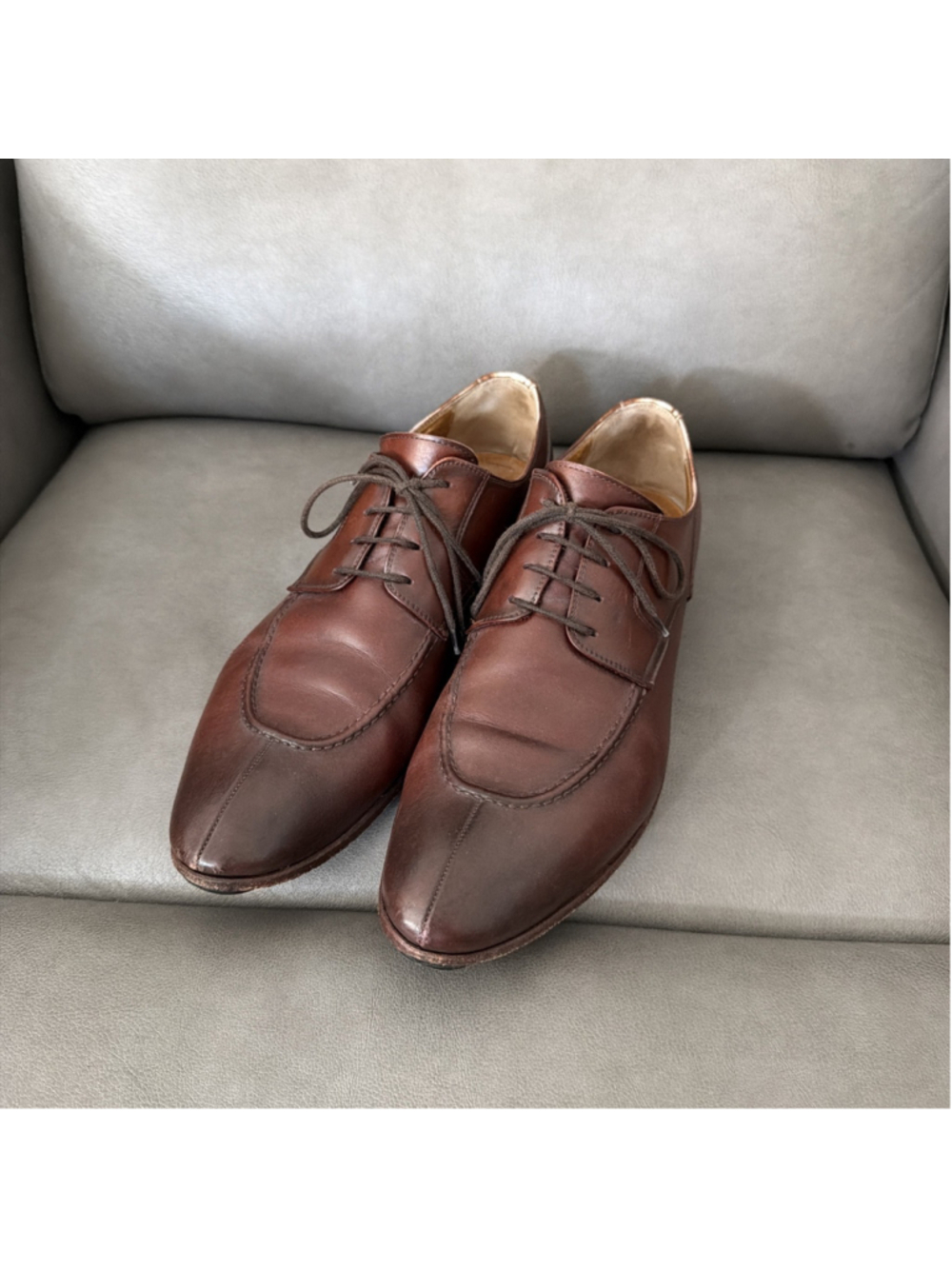 MEN’S ANTONIO MAURIZI OXFORD SHOES LEATHER LOAFERS ITALY ITALIAN BROWN LACE 42